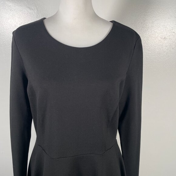 Lulus Black Scoop Neck Long Sleeve Cinched Waist Flowy Fit & Flare Mini Dress XL - Picture 3 of 15